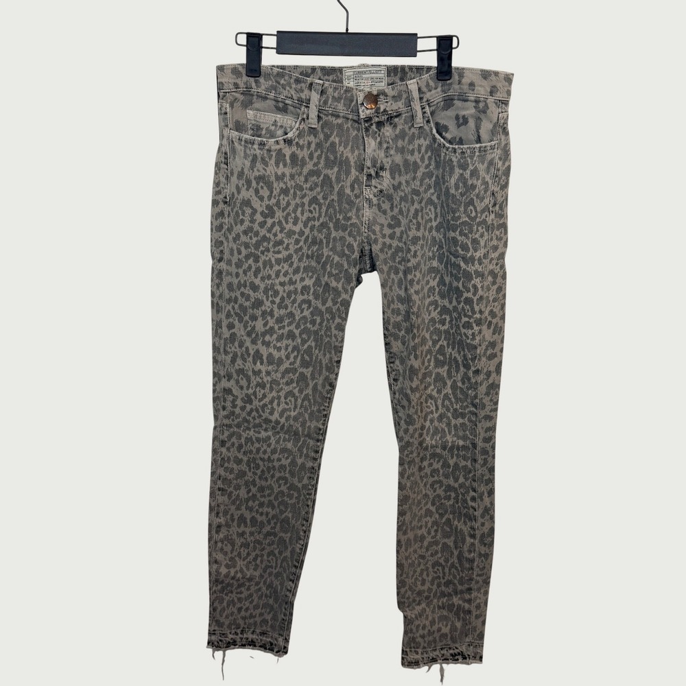 Current Elliott The Stiletto Jeans Womens 32 Grey Leopard Released Hem 1280-0271